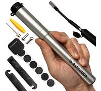 Rathmoor CNC Machined Bike Mini Pump with inline Gauge and Glueless Repair Kit (Silver)