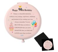 Ratifyale 90th Birthday Gifts for Women Pink Floding Makeup Mirror Gifts for 90 Year Old Woman Happy 90th Birthday Gift For Mum Grandma Nana Auntie Godmother Sister Famle Friend 90 Year Old Keepsake