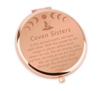Ratifyale Halloween Witchy Gifts for Women Compact Mirror for Coven Sisters | Rose Gold Travel Makeup Mirror Lover Witch Gifts for Girls Friendship Present for Sister Freineds Halloween Party favors