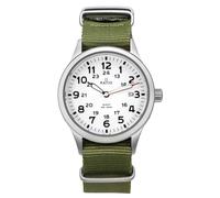 RATIO Field Watch Sapphire Crystal Nylon Canvas Strap Easy Reader 40mm Watch Japanese Quartz Military 100m Water Resistant Watch (White Dial with Nylon Strap)
