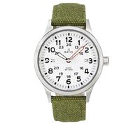 RATIO Field Watch Sapphire Crystal Nylon Canvas Strap Easy Reader 40mm Watch Japanese Quartz Military 100m (White Dial with Canvas Strap)