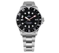 RATIO FreeDiver Dive Watch Sapphire Crystal GMT Rotating Bezel Automatic Diver Watch 200M Water Resistant Diving Watch for Men (Black)