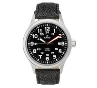 RATIO Quest Series Field Sapphire Crystal Canvas Strap Easy Reader Black Dial 40mm Watch Japanese Quartz Military 100m Water Resistant Watch