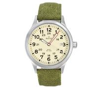 RATIO Quest Series Field Watch Sapphire Crystal Canvas Strap Easy Reader Beige Dial 40mm Watch Japanese Quartz Military 100m Water Resistant Watch