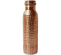 Ratna Copper Drinkig Water Bottle 100% Pure Copper Hammered Water Bottle with Lid Ayurvedic Copper Water Bottle Copper Water Vessel Drink More Water Bottle