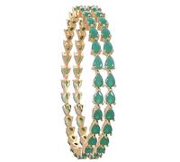 Ratnavali Jewels CZ Zirconia Gold Tone Green Pear Diamond Indian Bollywood Bangles Bracelet Jewelry Women
