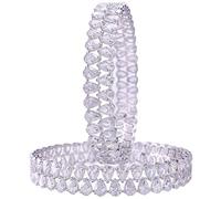 Ratnavali Jewels CZ Zirconia Silver Tone White Diamond Elegant Bollywood Indian Bangles Jewelry Women Wedding Bride (2.8)