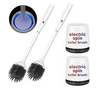 Ratolo Electric Toilet Bowl Brush and Holder Set - Silicone, Rechargeable, Floor Standing, Wall Mounted Without Drilling - Ventilated Holder, 2 Packs