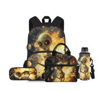 Ratozent Alien Backpack for Boys Boys Bookbags for Kids 6-8 with Lunch Bag Pencil Case Water Bottle Pocket 4 Pcs Set Back Pack for School Kids Preschool Kindergarten Shoulder Bags