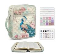 Ratozent Elegant Peacock Bible Cover Luxe Feathers Quilted Design Symbol of Beauty & Vision Stunning for Special Occasions Church Leadership Events and a Glamorous Gifts for Her