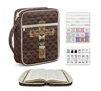 Ratozent Stylized Cross Lion Bible Cover for Men & Women, Modern Quilted Case Bold Graphic for Contemporary Church Services, Coffee Shop Bible Studies, and as a Striking Gifts for Couples