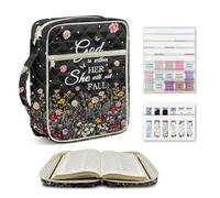 Ratozent Wildflower Bible Cover Case for Women Soft Quilted Tote Bag with Handle Bible Study Supplies for Daily Commute to Church & Bible College Carries All Essentials with Style