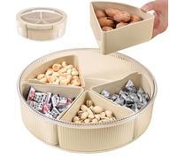 Ratpzou Snack Serving Tray,5 Compartment Snack Storage Container with Lid,Veggie Platter | for Home Kitchen Living Room Coffee Table Family Gathering Party Outdoor Picnic