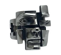 Ratpzou Split-Personas Mask Ring, 3D Face Abstract Personality Split Adjustable Opening Ring, Unique Multi-personality Abstract Wrap Gothic Jewelry, Vintage Wrap Middle Knuckle Finger Band Rings