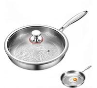 Ratpzou Titanium Hammered Pan Pro with Lid, 2025 Upgraded Titanium Frying Pans for Cooking Non Stick Pro Cookware, Scratch-Resistant Frying Pan (22cm)