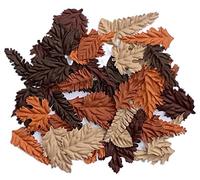 RATREE 888 50pcs Mixed Mulberry Paper Craft Supplies Artificial Leaves (Brown Tone, Hibiscus: 70x50mm, Fern: 70x30mm, Rose: 45-29mm, Maple: 50x45mm, Pine: 75x35mm)