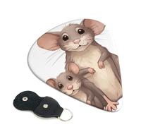 Rats Guitar Picks 6 Pack with Leather Guitar Pick Holder Keychain, Plectrum Key Fob Cases Bag, Abstract Art Plectrum for Acoustic Electric Guitar, Ukulele 0.71mm
