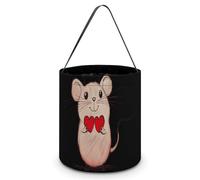 Rats Holding Two Hearts Foldable Halloween Trick Or Treat Bags Tote Goodie Candy Bucket Gift Party Favor Supplies