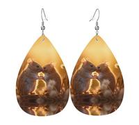 Rats in Love Printed teardrop-shaped leather earrings | High-end design, light luxury earrings