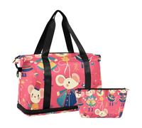 Rats Nutcrackers Peach Travel Duffel Bag Travel Weekender Gear Bag with Toiletry Bag for Gym Large Capacity, rats nutcrackers peach, One Size