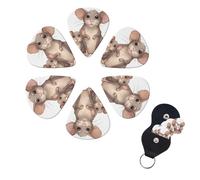 Rats Print Guitar Picks 6 Pack Guitar Plectrums with Pick Holders Bass Picks For Acoustic Guitar Bass Electric Ukulele Includes 0.46mm, 0.71mm, 0.96mm