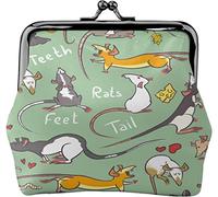 Rats with Long Tail Pattern Buckle Leather Coin Purses Vintage Pouch Kiss Lock Change PurseWallets for Women Girls