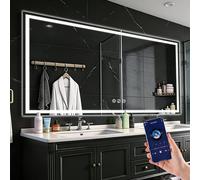 Ratsamee Bluetooth LED Bathroom Wall Mirror with LED Lights - 800×1500 MM Anti-Fog Vanity Mirror, 3-Color Dimmable Frontlit Illumination for Makeup, Wall Mounted Bathroom Lighting