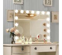 Ratsamee Hollywood Vanity Mirror with Lights - 58×45cm Light Up Makeup Mirror with 15 Dimmable LED Bulbs, Touchscreen Control, USB Charging Port for Bedroom, Dressing Table