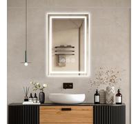 Ratsamee LED Bathroom Wall Mirror with LED Lights - 400×600 MM Anti-Fog Vanity Mirror, 3-Color Dimmable Frontlit Illumination for Makeup, Wall Mounted Bathroom Lighting