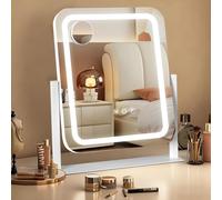 Ratsamee Vanity Mirror with Lights,32 x 37 CM Led Makeup Mirror with 3 Color Dimmable Lights, Smart Touch Screen Control, 360°Rotatable, 13"×15" White