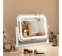 Ratsamee Vanity Mirror with Lights,35 x30 CM Led Makeup Mirror with 3 Color Dimmable Lights, Smart Touch Screen Control, 360°Rotatable,14"×12" White