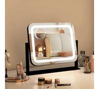 Ratsamee Vanity Mirror with Lights,35 x30 CM Led Makeup Mirror with 3 Color Dimmable Lights, Smart Touch Screen Control, 360°Rotatable,14"×12" Black