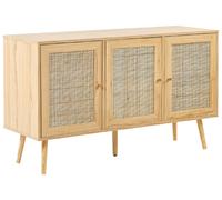 Rattan 3 Door Sideboard Light Wood PEROTE