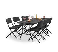 Rattan 6 Seater Folding Garden Dining Set VonHaus Black One Size