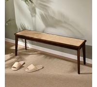 Rattan and Wood Entryway Bench, 2-Seater Dining Chairs for Versatile Living Spaces, Perfect for Hallway, Bedroom, or Kitchen