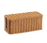 Rattan Animated Cable Box - Hand Woven Wire Cover with 2 Open Slots Cable Management Storage | Adds a Touch of Elegance to the Living Room, TV Computer, USB Hub, Plug