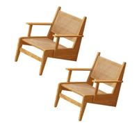 Rattan Bamboo Lounge Chair - Mid-Century Modern 'Z' Shape Recliner, Supports 150kg, Armless & Armrest Options - Ideal for Bedroom, Living Room & Balcony