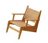 Rattan Bamboo Lounge Chair - Mid-Century Modern 'Z' Shape Recliner, Supports 150kg, Armless & Armrest Options - Ideal for Bedroom, Living Room & Balcony