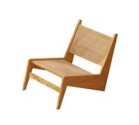 Rattan Bamboo Lounge Chair - Mid-Century Modern 'Z' Shape Recliner, Supports 150kg, Armless & Armrest Options - Ideal for Bedroom, Living Room & Balcony