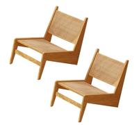 Rattan Bamboo Lounge Chair - Mid-Century Modern 'Z' Shape Recliner, Supports 150kg, Armless & Armrest Options - Ideal for Bedroom, Living Room & Balcony