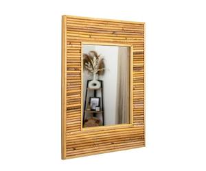 Rattan & Bamboo Wall Mirror 45x55cm Rectangular Wooden Natural Boho Home Decor