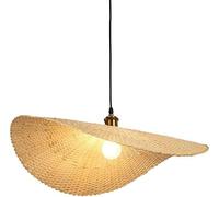 Rattan Basket Chandelier Creative Hand Woven Pendant Light Hat Ceiling Hanging Wicker Lamp Farmhouse Boho Lighting Fixture for Kitchen Island Restaurant Living Room, E27 Base
