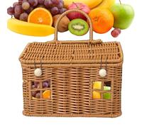 Rattan Basket - Portable House Shape Creative Organizer | Decorative Wicker Baskets Fabric Bins,for Organization Closet Bathroom Laundry Toy Toiletries Snack Picnic Wedding