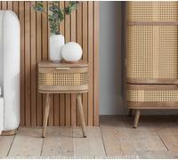 Birlea Rattan Bedside Cabinet 1 Drawer Sark Nightstand Side Table in Beige Birlea Beige