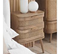 Rattan Bedside Cabinet 2 Drawer Brown Oak Birlea Sark Nightstand Side Table
