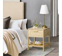 Rattan Bedside Table With Drawer and Shelf Bedroom Furniture Rafaelo Mobilia Brown One Size