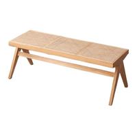Rattan Bench, Wood Dining Bench, Change Shoe Stool, Minimalistic Design, Solid Construction for Entryway, Hallway, Bedroom, Apartment,04,128x45x45cm
