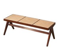 Rattan Bench, Wood Dining Bench, Change Shoe Stool, Minimalistic Design, Solid Construction for Entryway, Hallway, Bedroom, Apartment