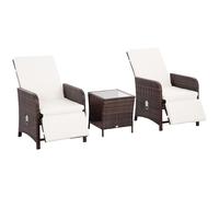 Rattan Bistro Set 2 Chairs & Table Mixed-Brown PE Rattan Steel 65x70x100cm Patio