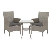 Outsunny Rattan Bistro Set Garden Chair Table Patio Outdoor Light Grey - Light Grey